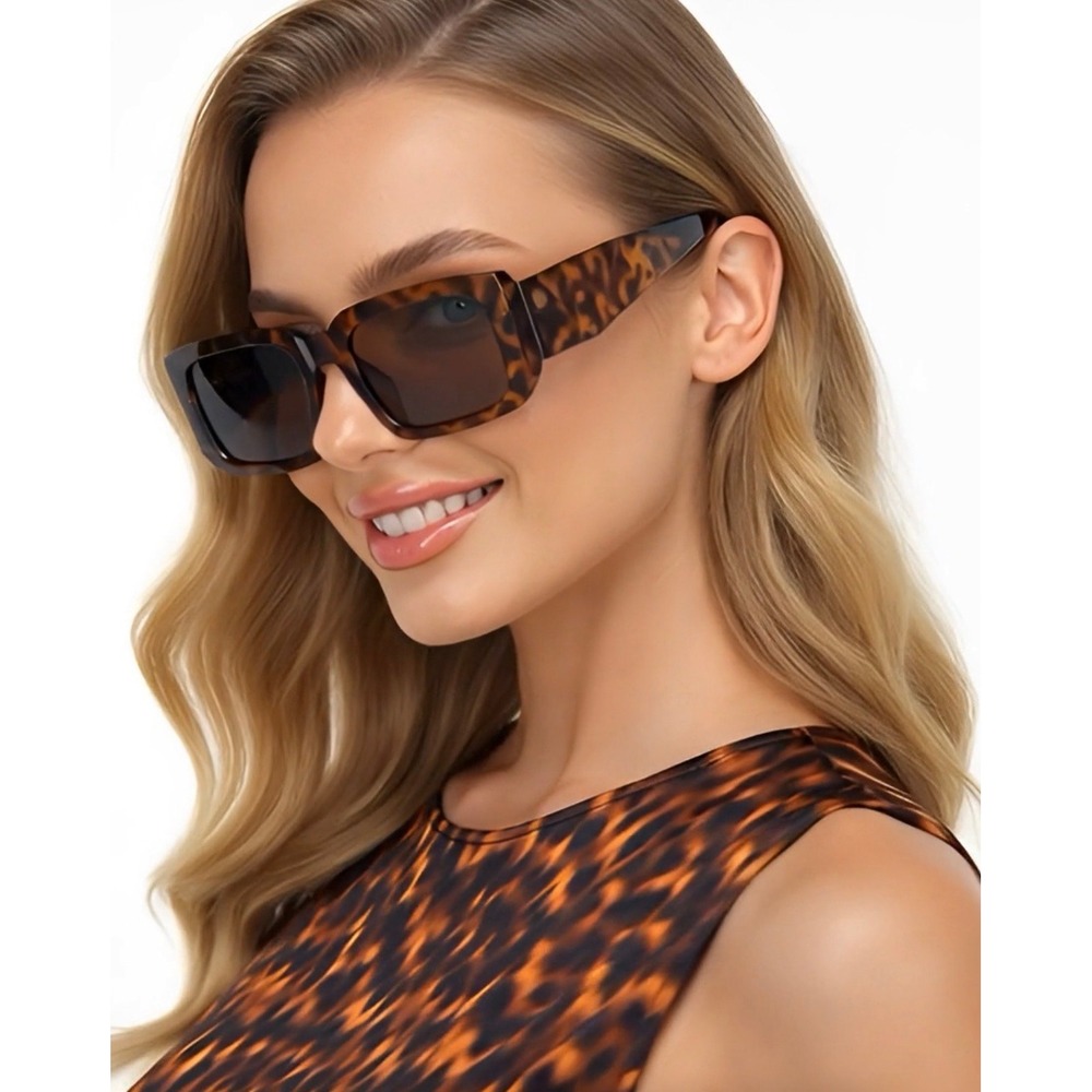 Sunglasses‎ Stylish Trendy Women Tortoise Frame Square Brown Lens Gafas Lentes - Picture 5 of 9